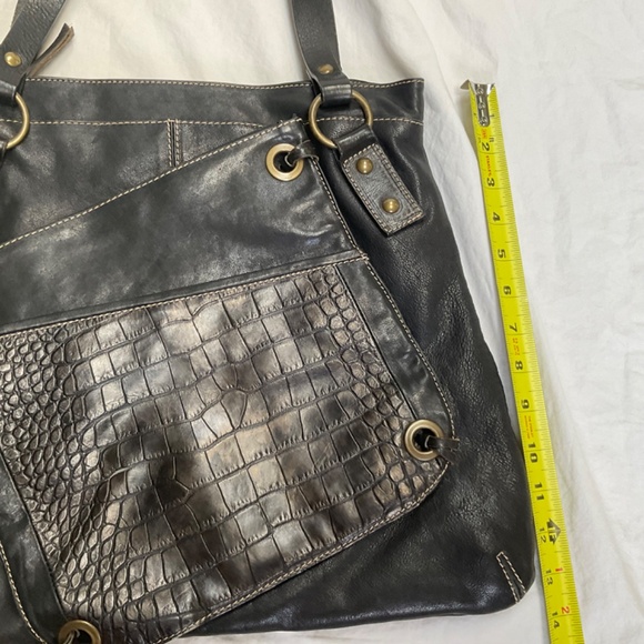 Black Leather Tote by Arnold Churgin - Picture 5 of 13